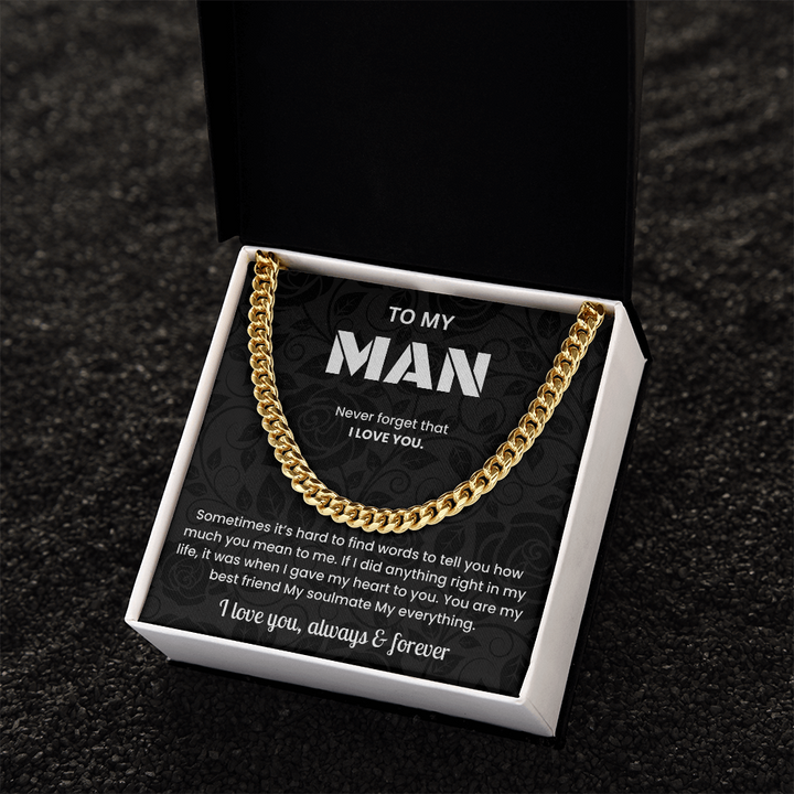 To My Man Cuban Chain Necklace Anniversary Gift for Him