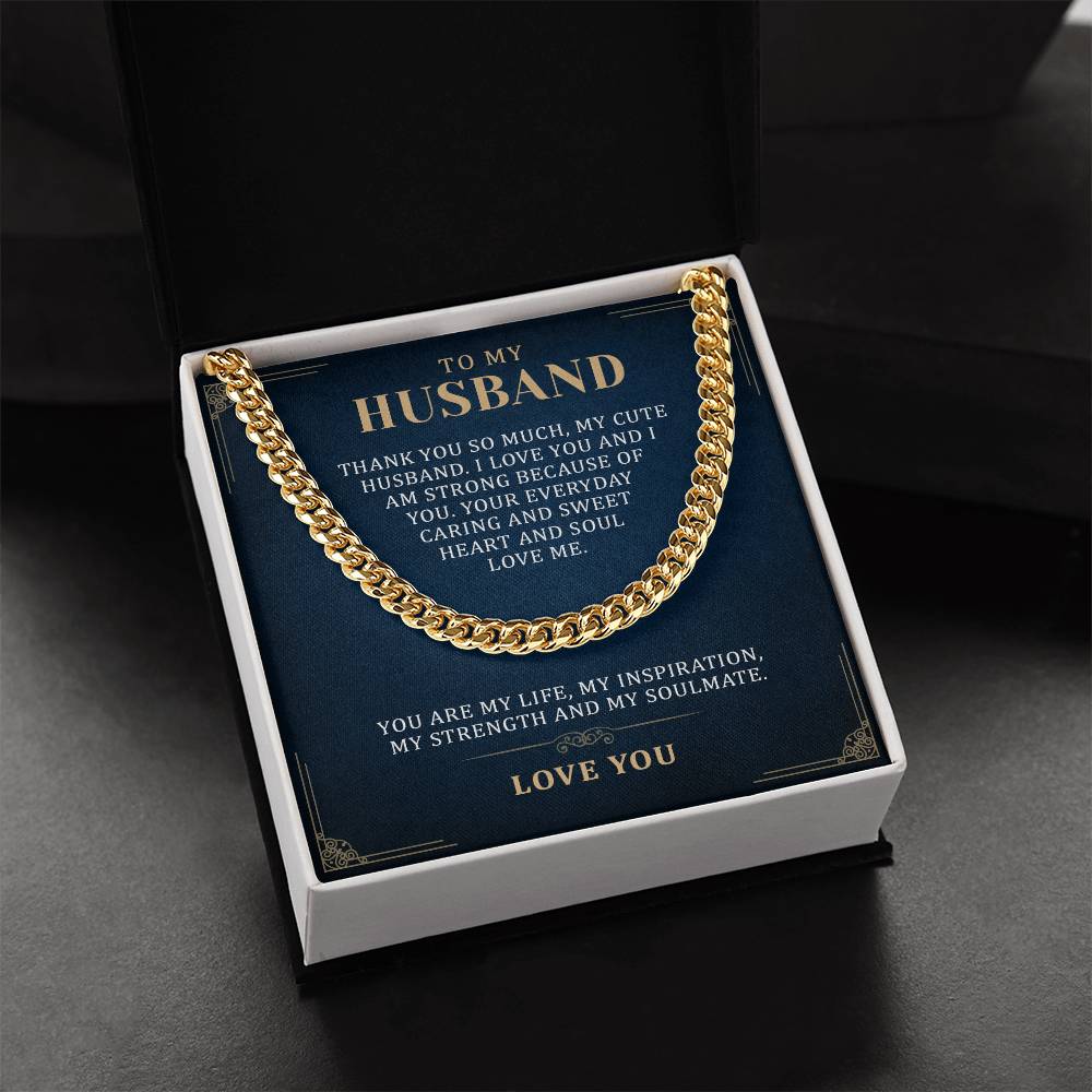 To My Husband Cuban Link Chain, Romantic Gift for Husband, Best Gift for Husband Birthday, Unique Husband Gifts