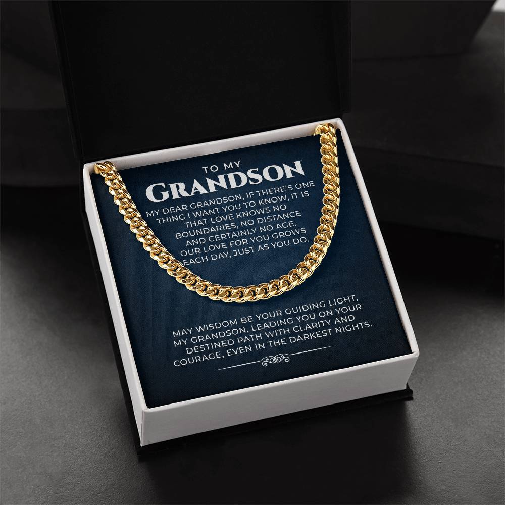 Cuban Link Chain Gift for Grandson, Grandson Necklace Gifts From Grandparents, Birthday Anniversary Jewelry Gifts for Grandson