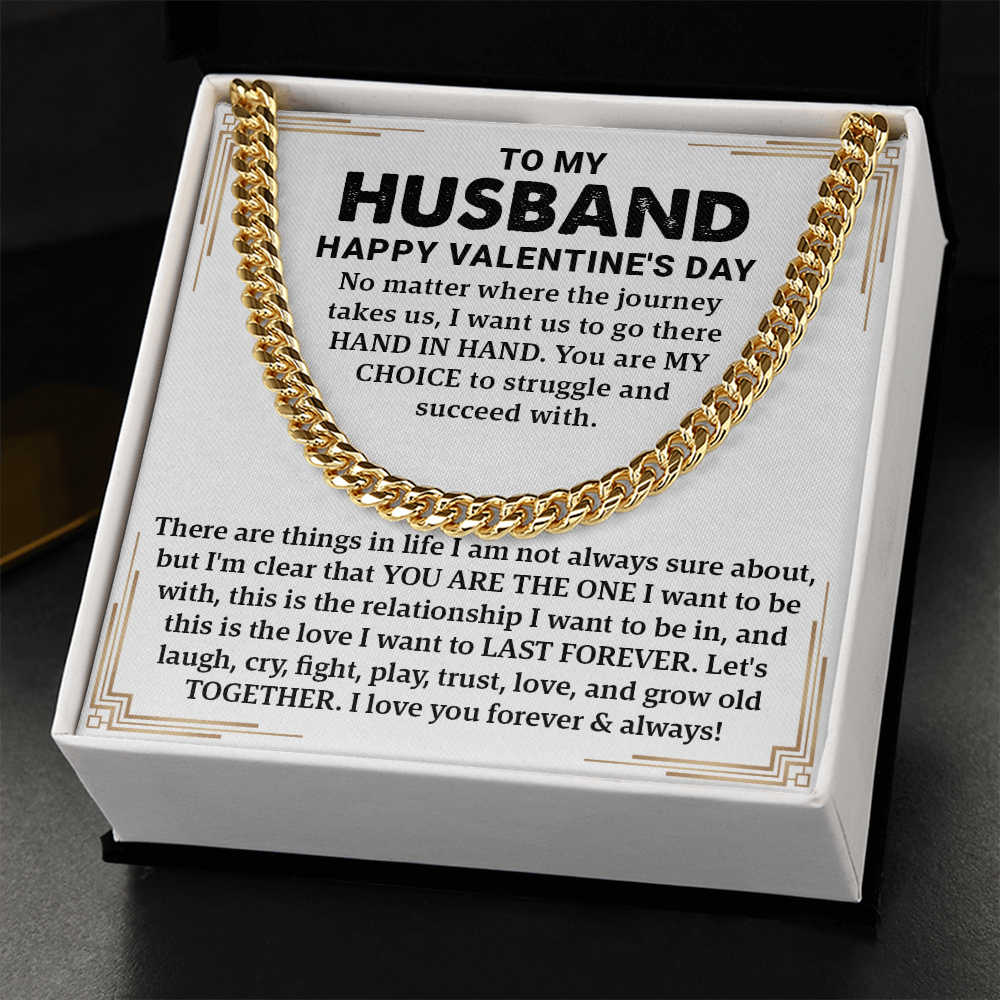 To My Husband – Cuban Link Chain: A Timeless Valentine's Day Gift to Celebrate Love, Trust, and Forever Bond