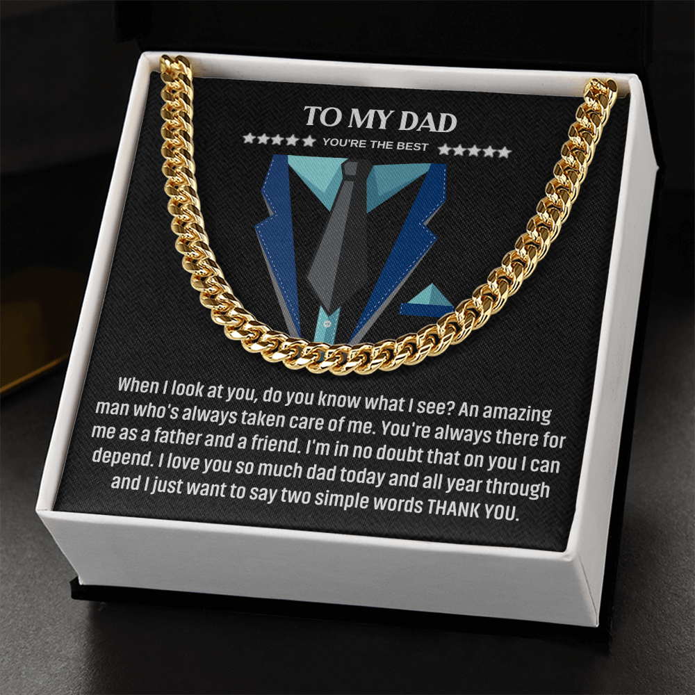 To My Dad Gift Cuban Chain Necklace, Men's Jewelry for Father
