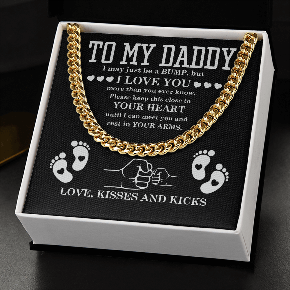 To My Dad Cuban Link Chain – Gift from Son with Message & Gift Box