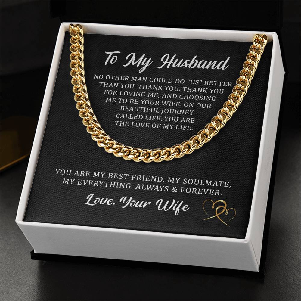 Gift from Wife for Husband, Personalized Gift for Husband, Cuban Link Chain Necklace for Husband, Birthday Gift, Anniversary Gift