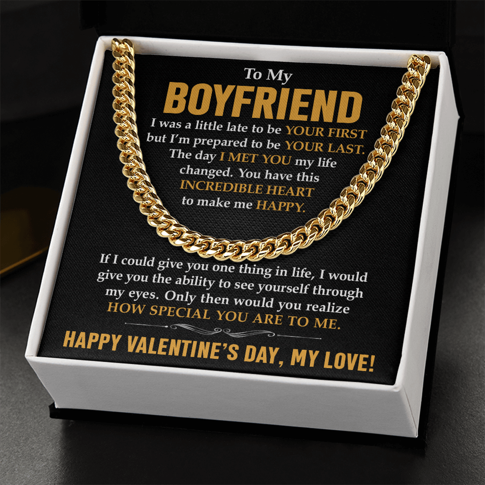 To My Boyfriend, Promise Necklace – Cuban Link Chain: A Forever Love Promise, Symbol of Commitment & Devotion for Him