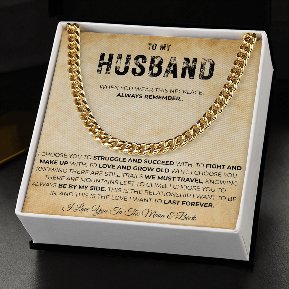 Love My Husband Gift Cuban Link Necklace for Men