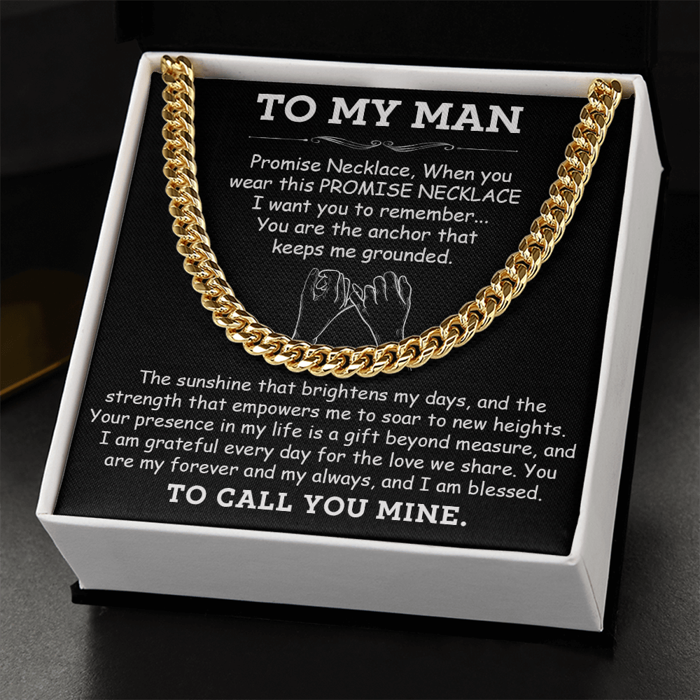 Promise Necklace for Him - Cuban Link Chain Jewelry - A Token of Love, Strength, and Forever Commitment - Perfect Gift for Your Man