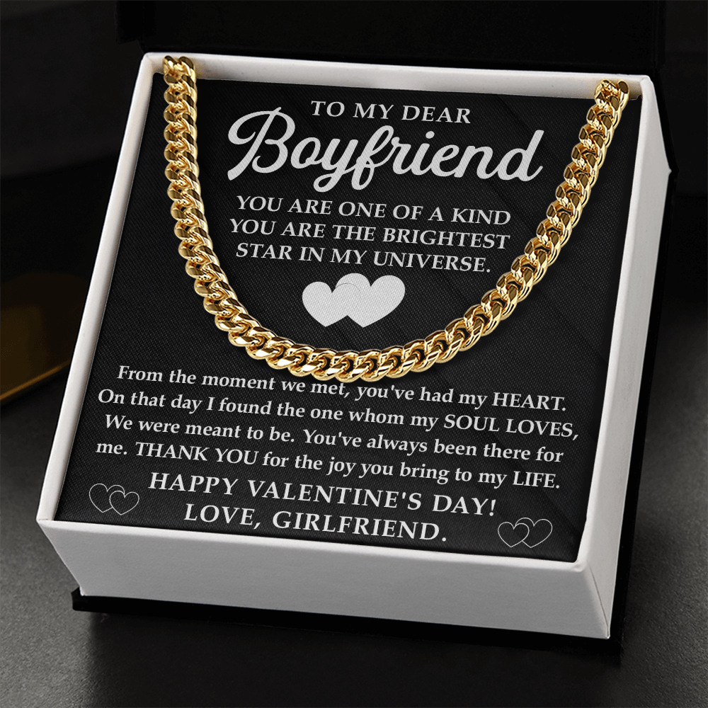 To My Dear Boyfriend, Cuban Link Chain – You Are the Brightest Star in My Universe, A Forever Love and Commitment Gift