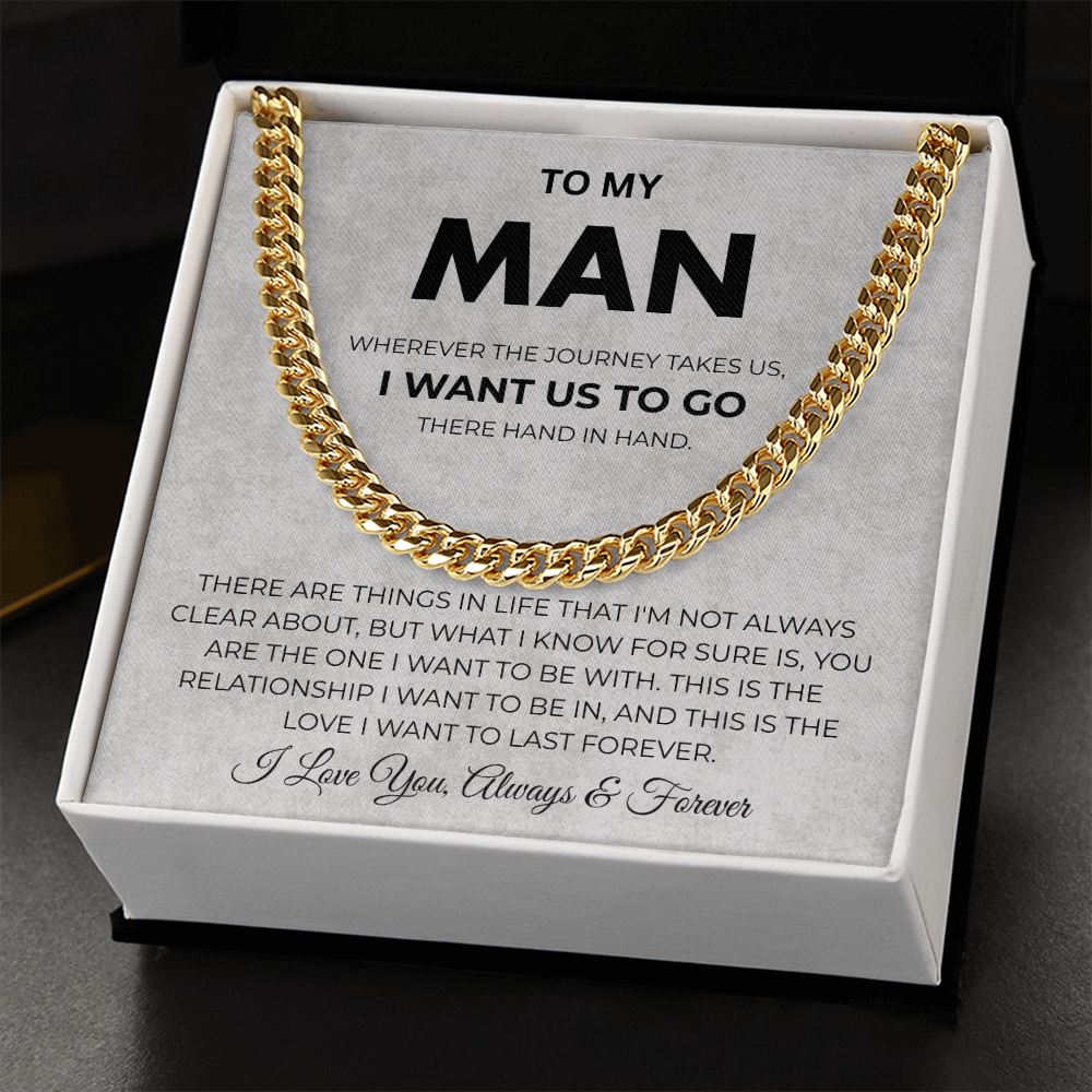 To My Man Promise Cuban Link Necklace Birthday Gift for Him