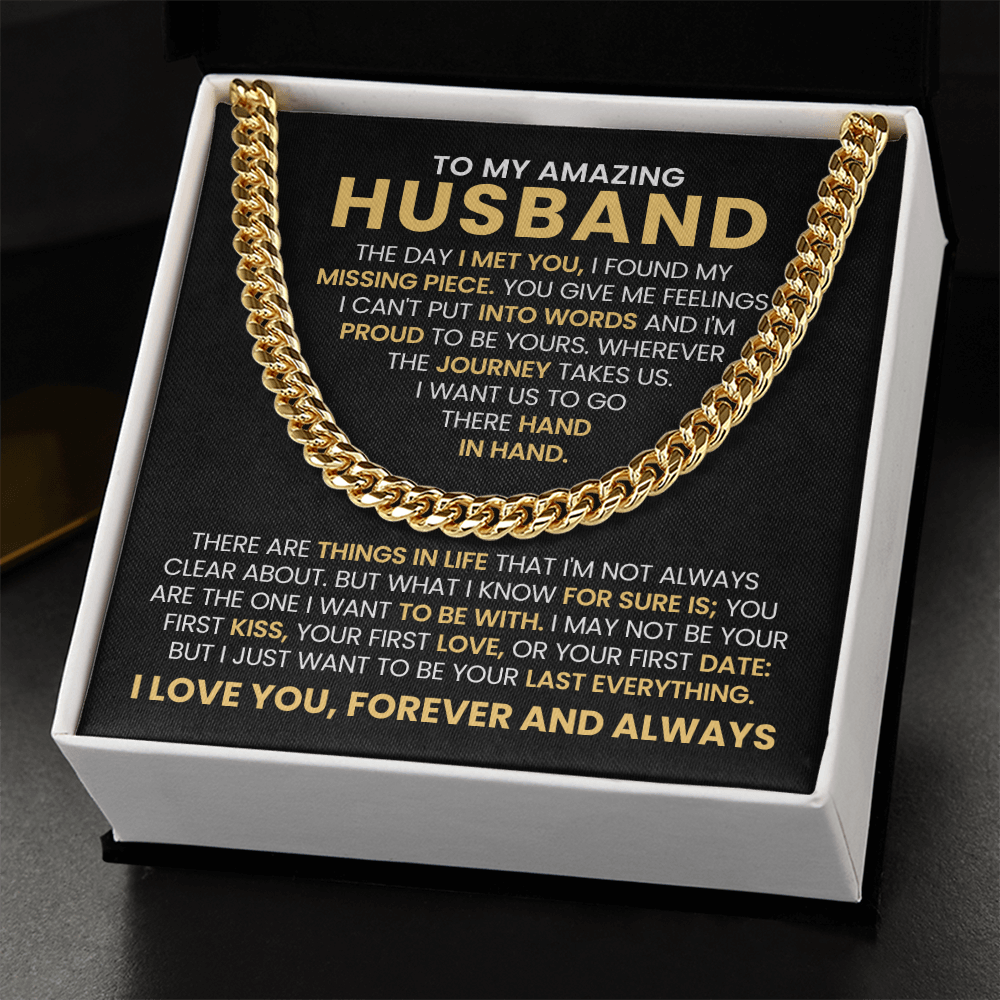 To My Amazing Husband - Cuban Chain With Message Card and Gift Box