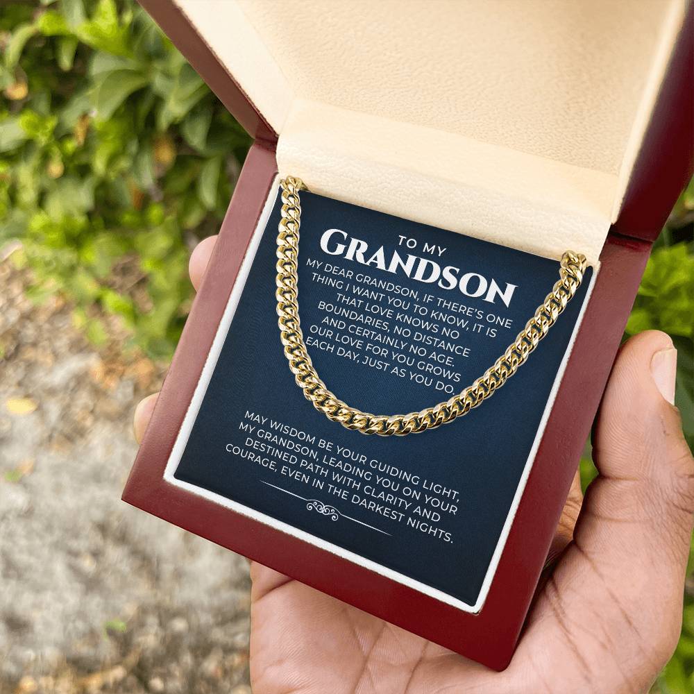 Cuban Link Chain Gift for Grandson, Grandson Necklace Gifts From Grandparents, Birthday Anniversary Jewelry Gifts for Grandson