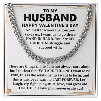 To My Husband – Cuban Link Chain: A Timeless Valentine's Day Gift to Celebrate Love, Trust, and Forever Bond