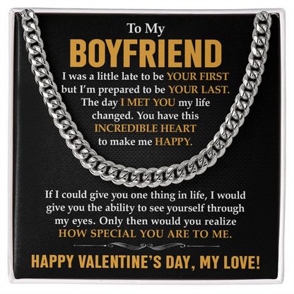 To My Boyfriend, Promise Necklace – Cuban Link Chain: A Forever Love Promise, Symbol of Commitment & Devotion for Him