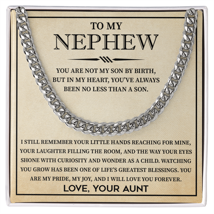 Men's Cuban Chain for Nephew From Aunt Uncle, Best Nephew Jewelry