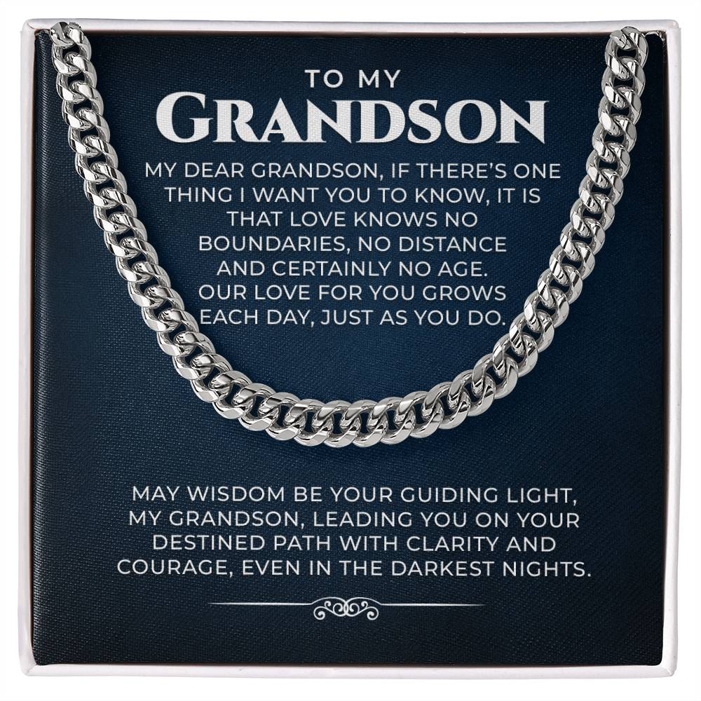 Cuban Link Chain Gift for Grandson, Grandson Necklace Gifts From Grandparents, Birthday Anniversary Jewelry Gifts for Grandson