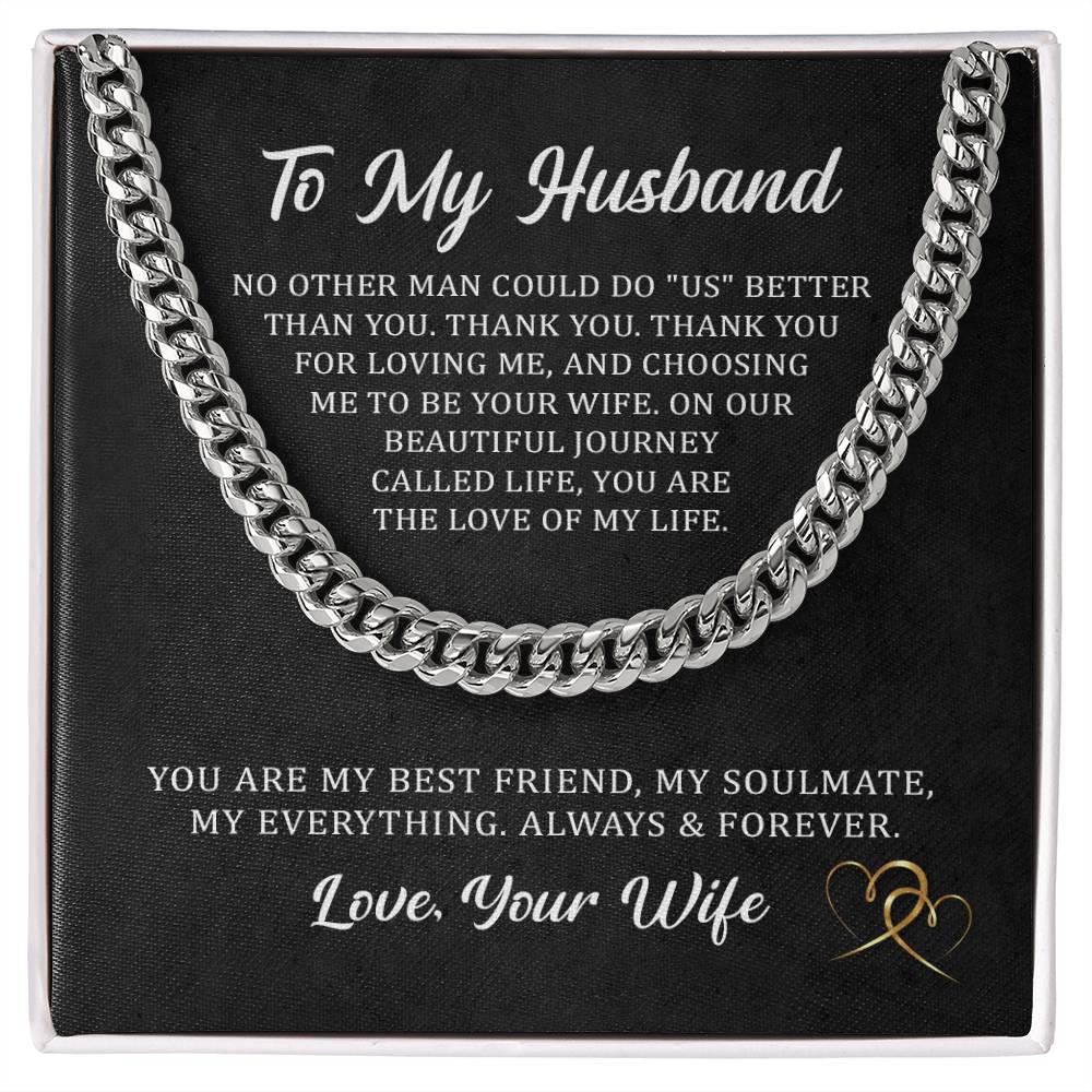 Gift from Wife for Husband, Personalized Gift for Husband, Cuban Link Chain Necklace for Husband, Birthday Gift, Anniversary Gift