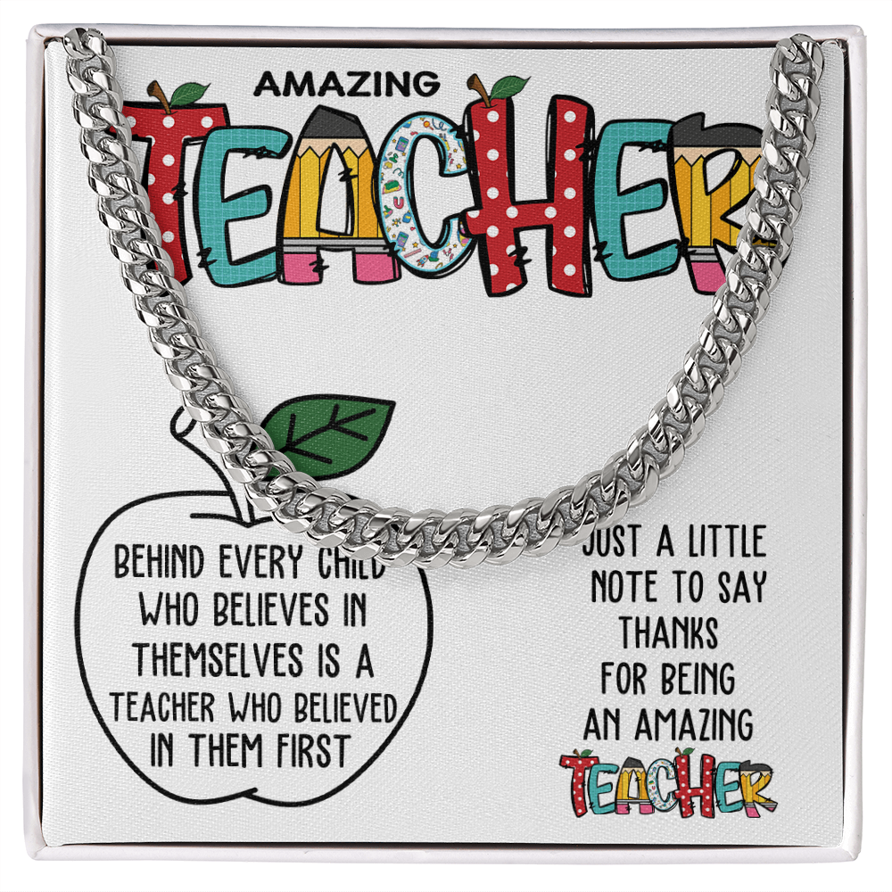 Cuban Chain Necklace Gift for Teacher - Teacher Appreciation Gift