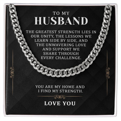 Gifts for Husband Boyfriend Curb Link Chain Necklace, Anniversary Gift To My Man, Couples Present Message Card Box. Valentine's Day Gift