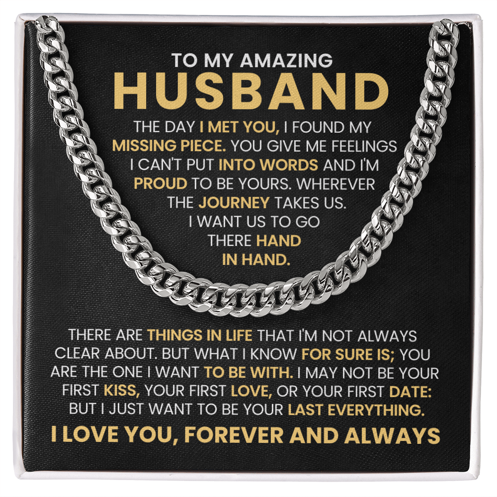To My Amazing Husband - Cuban Chain With Message Card and Gift Box