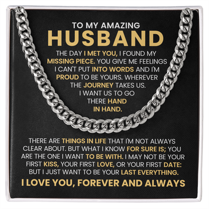 To My Amazing Husband - Cuban Chain With Message Card and Gift Box