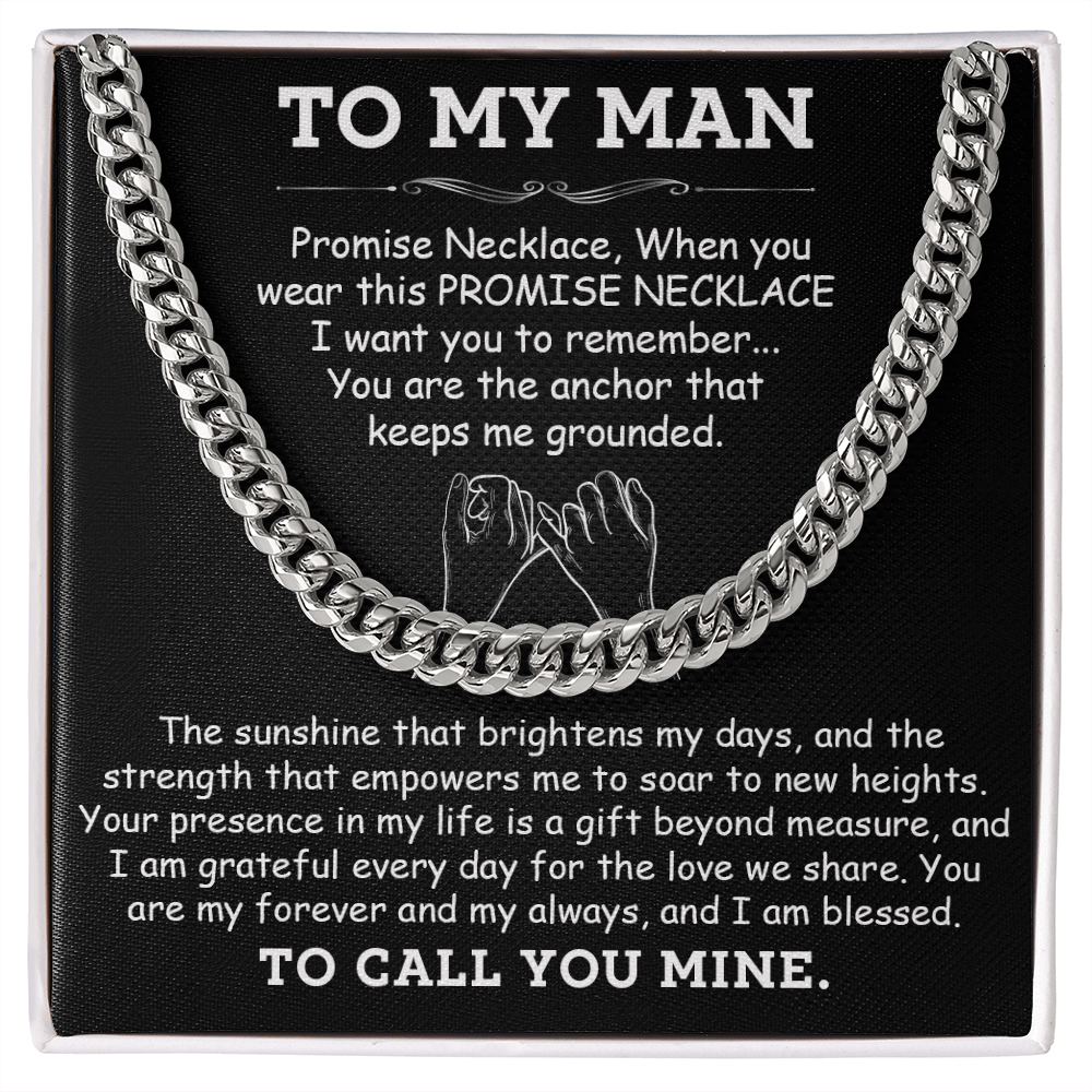 Promise Necklace for Him - Cuban Link Chain Jewelry - A Token of Love ...