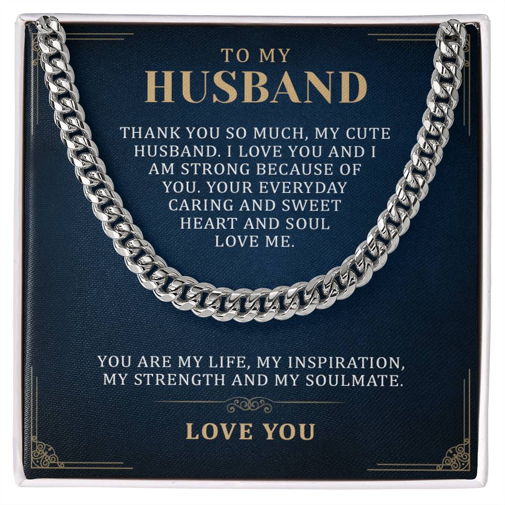 To My Husband Cuban Link Chain, Romantic Gift for Husband, Best Gift for Husband Birthday, Unique Husband Gifts