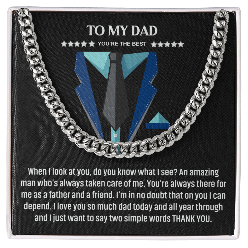 To My Dad Gift Cuban Chain Necklace, Men's Jewelry for Father
