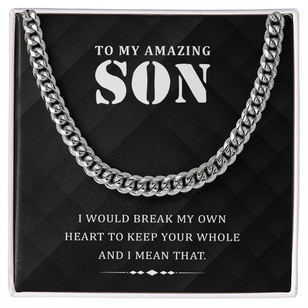 To My Son Necklace From Mom, Son Gifts From Dad, Father Son Necklace, Mother And Son Necklace, Cuban Link Chain Necklace For Men, Birthday Christmas Graduation Gifts For Son, Necklace for Son