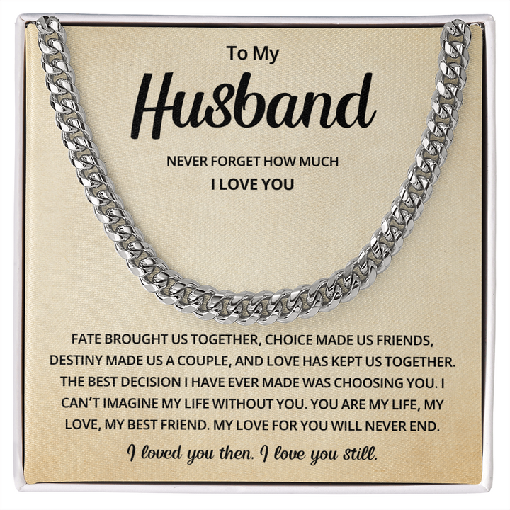 Wedding Anniversary Gift for Husband Cuban Link Necklace