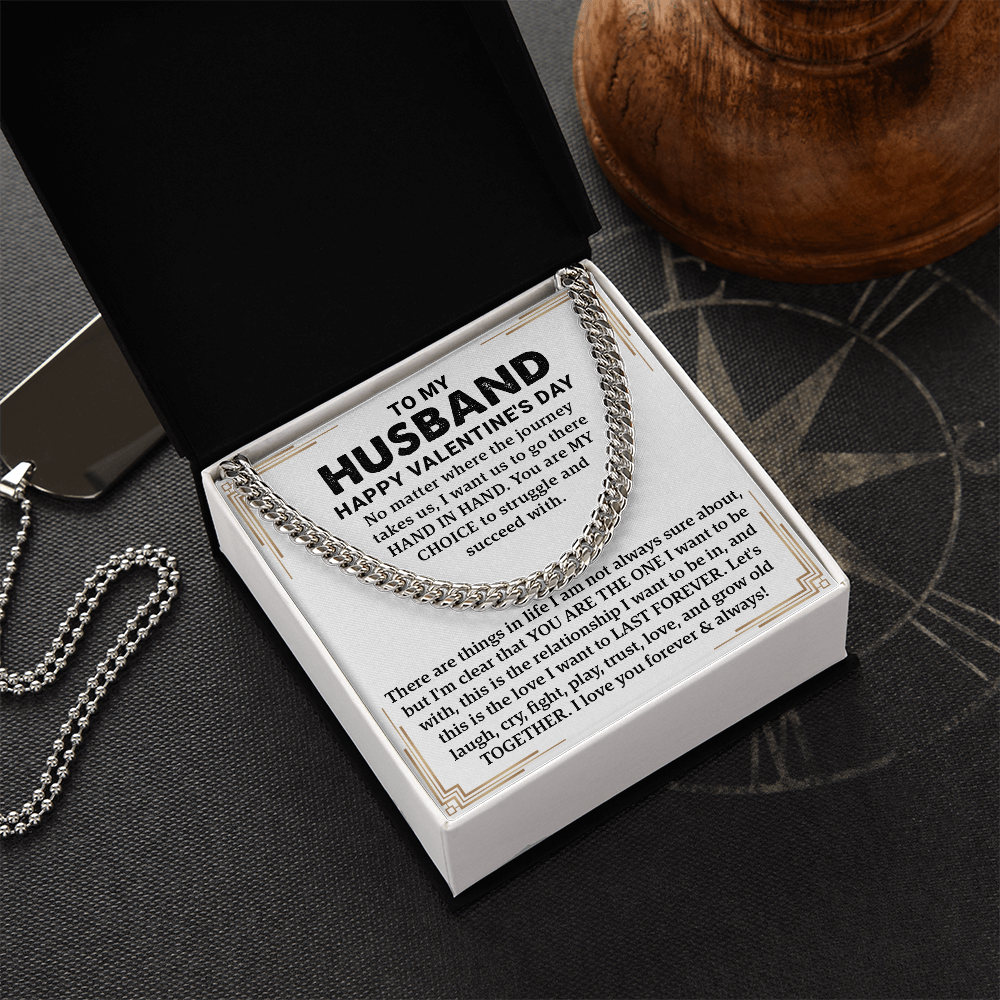 To My Husband – Cuban Link Chain: A Timeless Valentine's Day Gift to Celebrate Love, Trust, and Togetherness. Perfect Jewelry for Him Forever