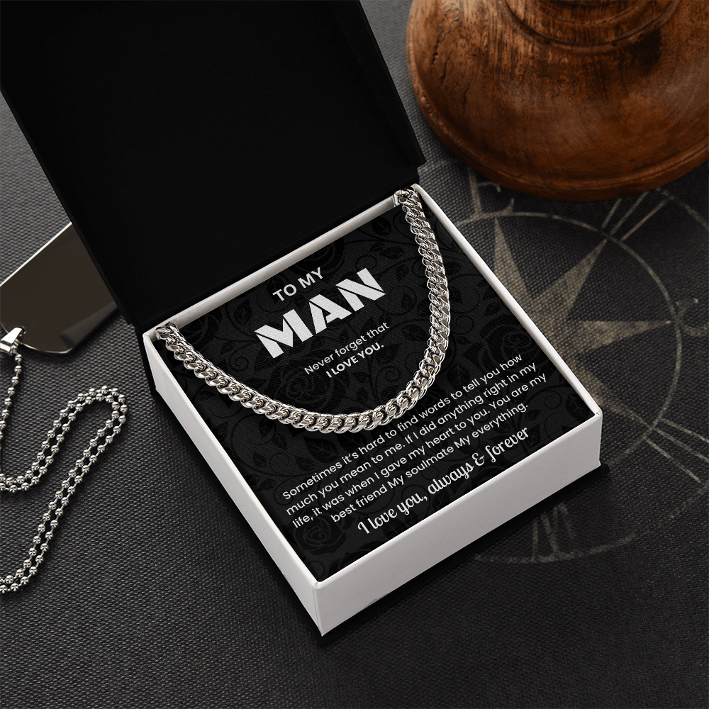 To My Man Cuban Chain Necklace Anniversary Gift for Him
