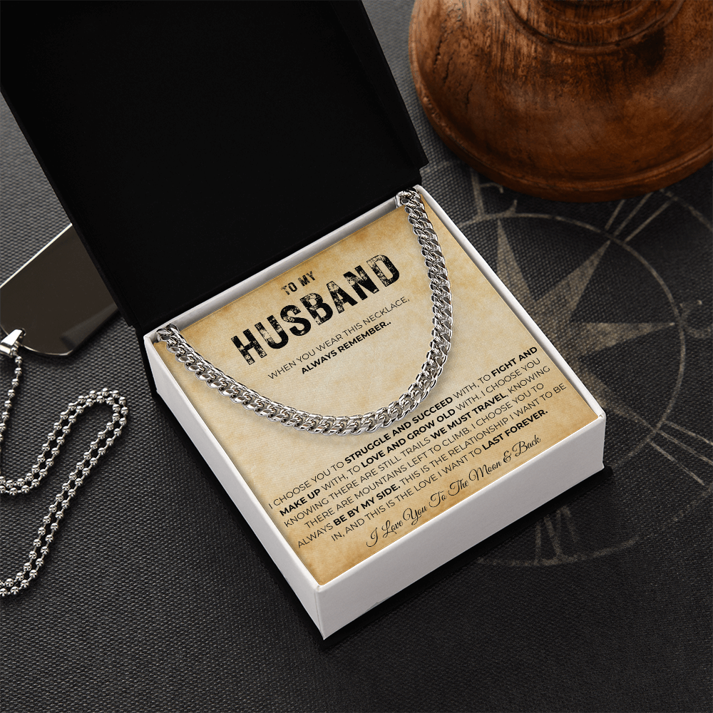 Love My Husband Gift Cuban Link Necklace for Men