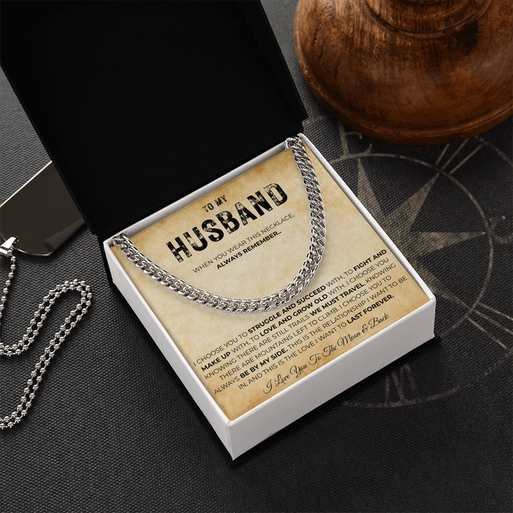 Love My Husband Gift Cuban Link Necklace for Men