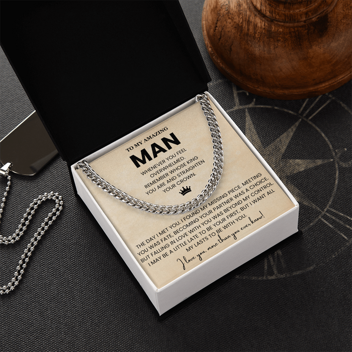 Sentimental To My Man Necklace Gift From Wife to Boyfriend