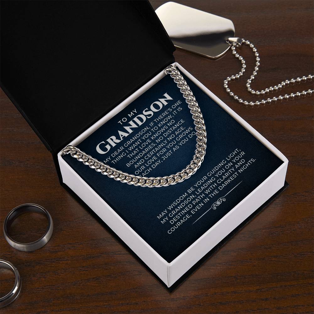 Cuban Link Chain Gift for Grandson, Grandson Necklace Gifts From Grandparents, Birthday Anniversary Jewelry Gifts for Grandson