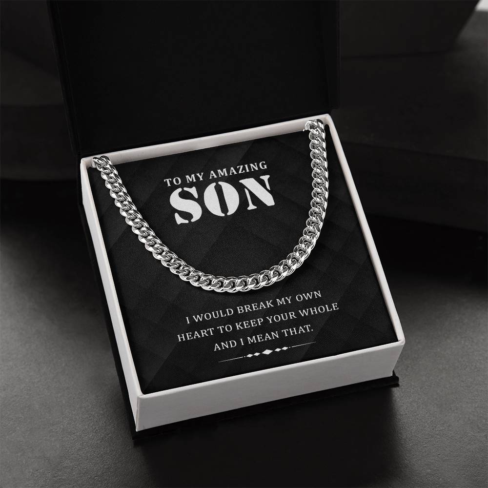 To My Son Necklace From Mom, Son Gifts From Dad, Father Son Necklace, Mother And Son Necklace, Cuban Link Chain Necklace For Men, Birthday Christmas Graduation Gifts For Son, Necklace for Son