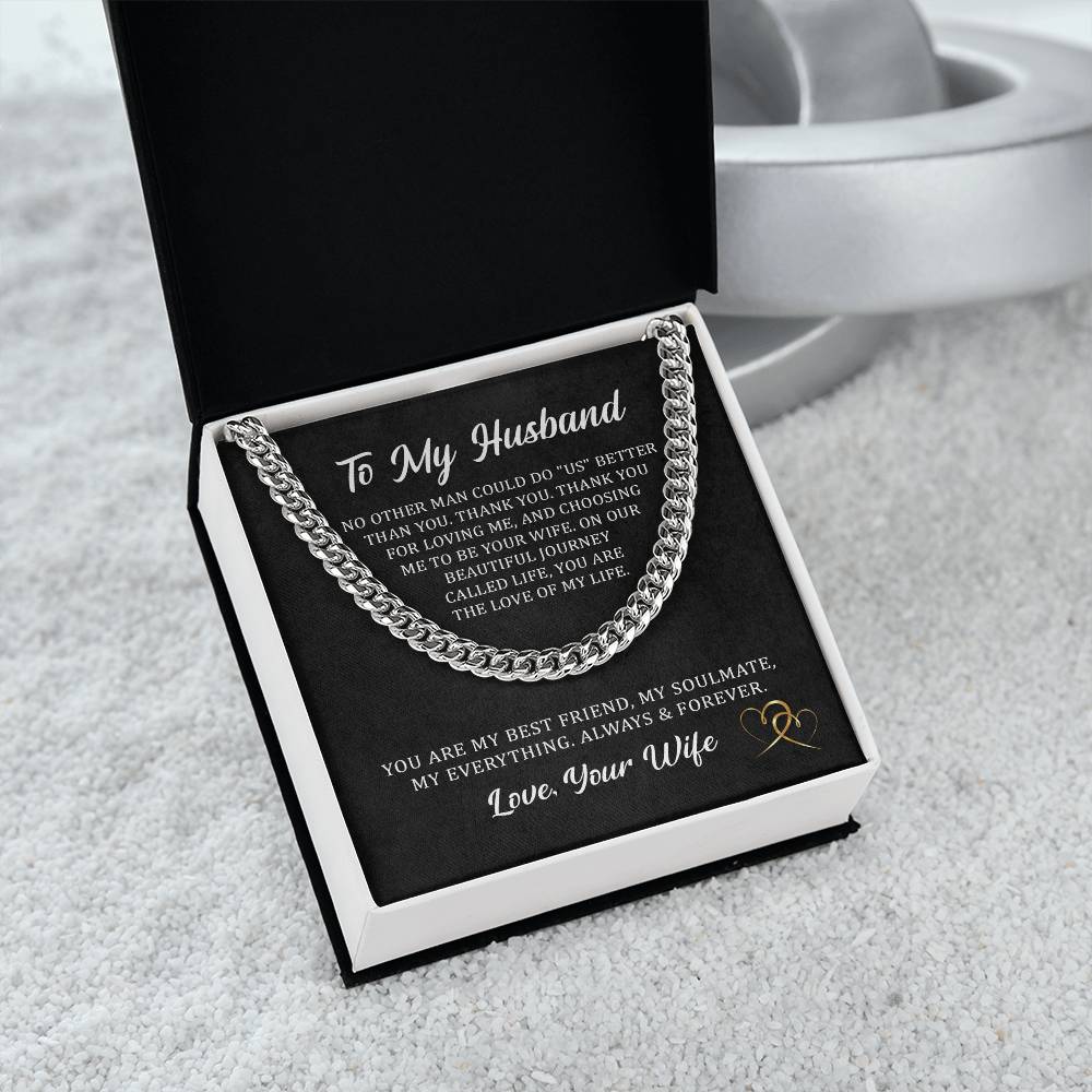 Gift from Wife for Husband, Personalized Gift for Husband, Cuban Link Chain Necklace for Husband, Birthday Gift, Anniversary Gift