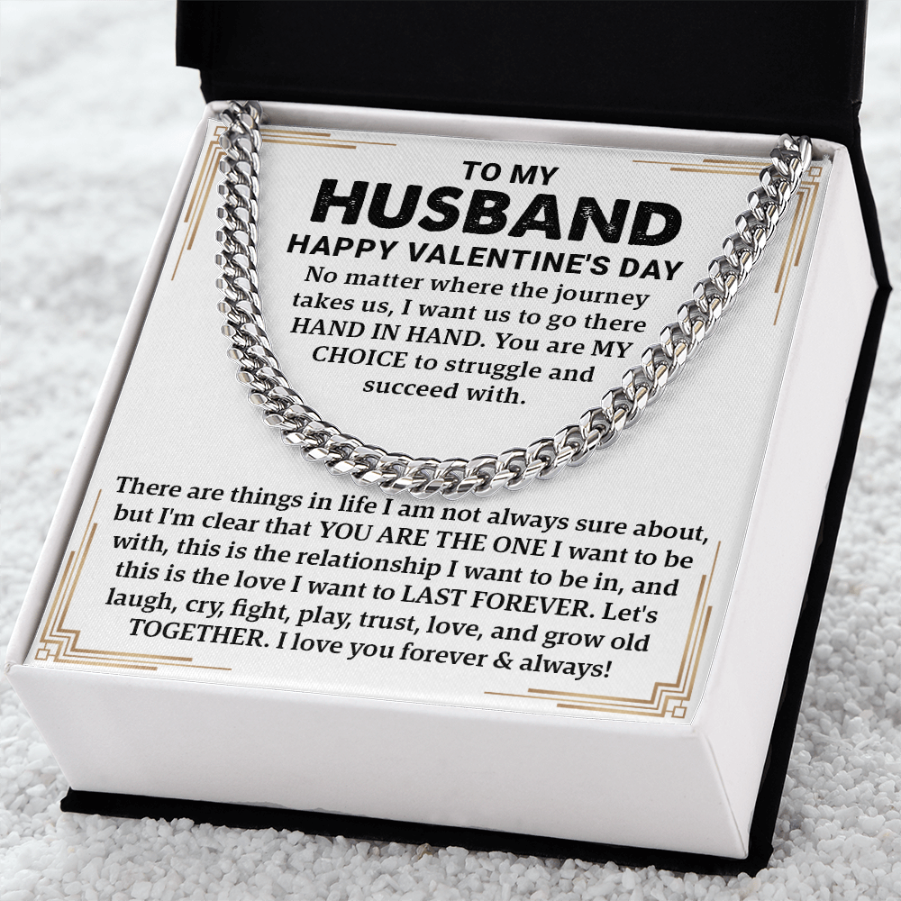 To My Husband – Cuban Link Chain: A Timeless Valentine's Day Gift to Celebrate Love, Trust, and Togetherness. Perfect Jewelry for Him Forever