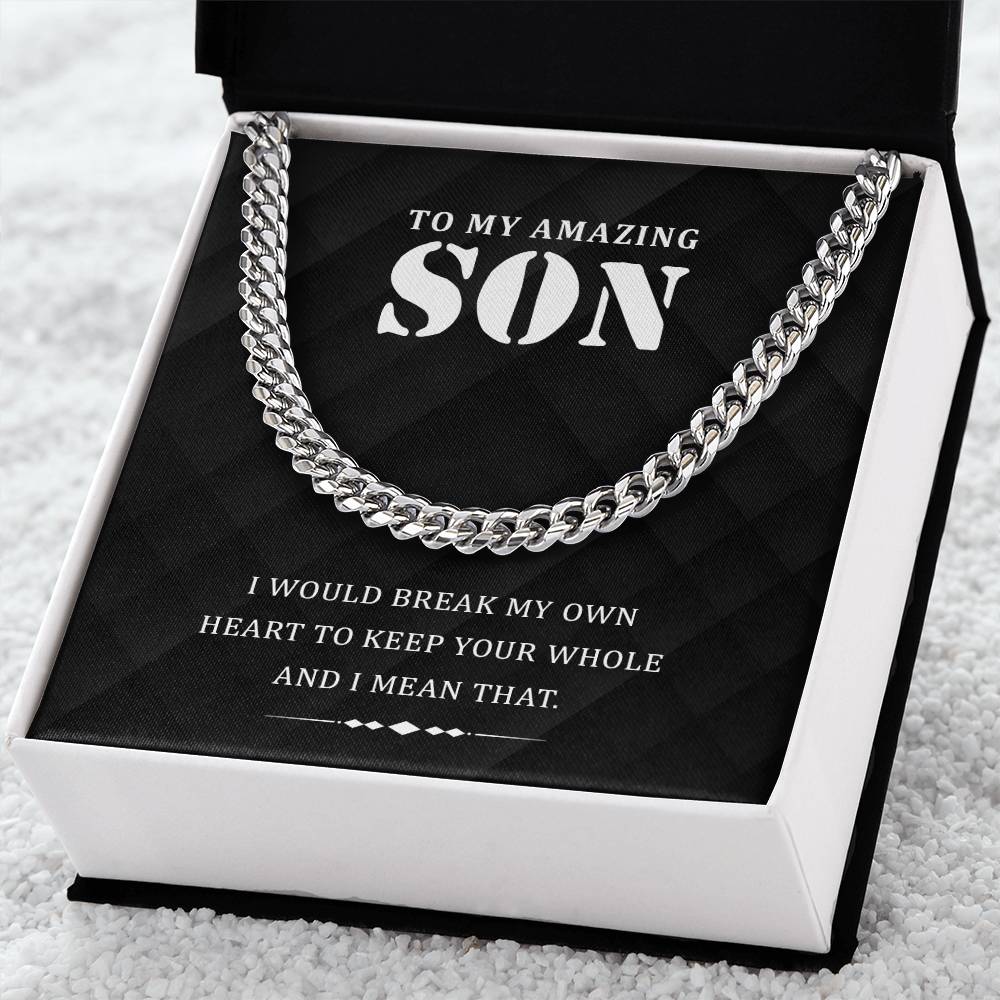 To My Son Necklace From Mom, Son Gifts From Dad, Father Son Necklace, Mother And Son Necklace, Cuban Link Chain Necklace For Men, Birthday Christmas Graduation Gifts For Son, Necklace for Son