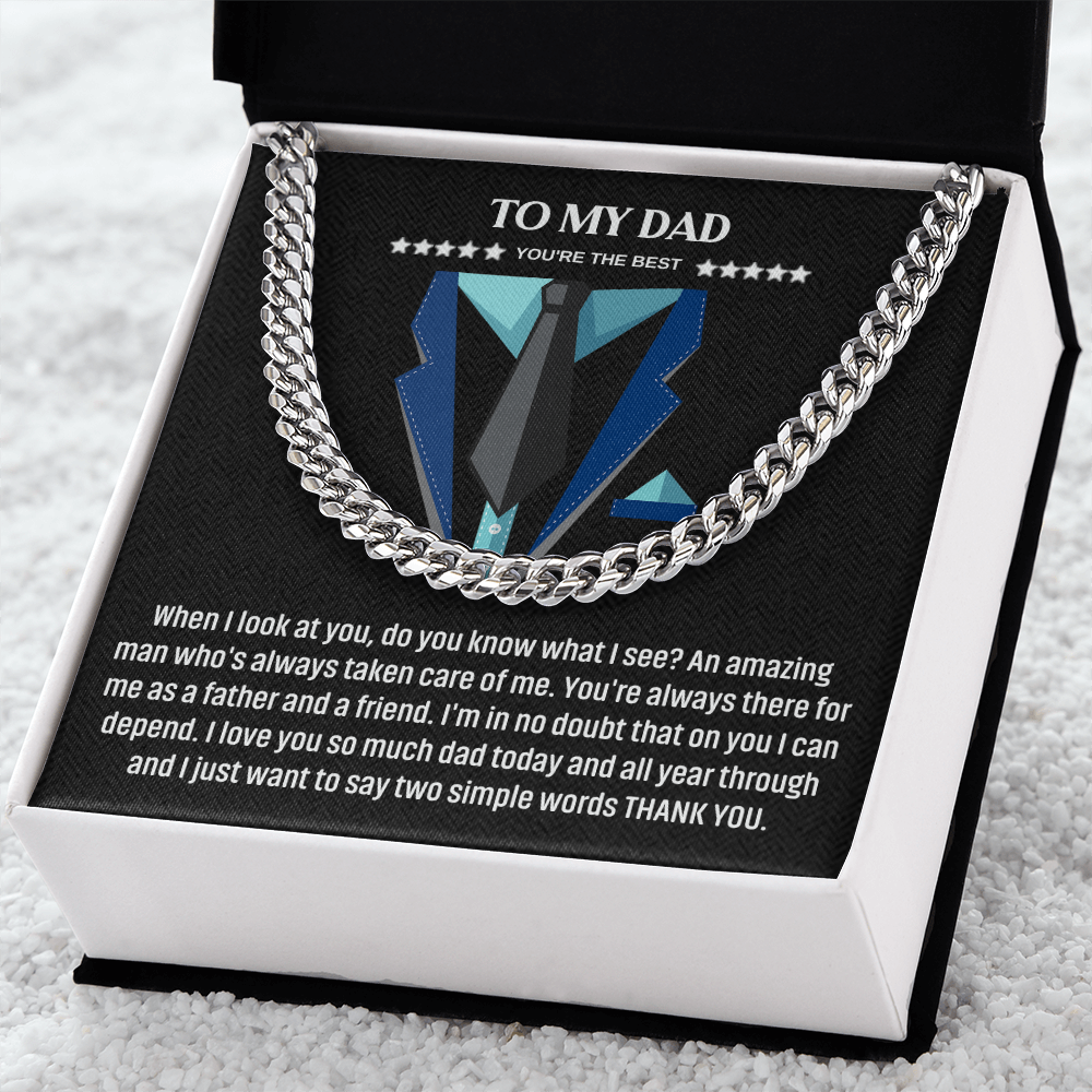 To My Dad Gift Cuban Chain Necklace, Men's Jewelry for Father
