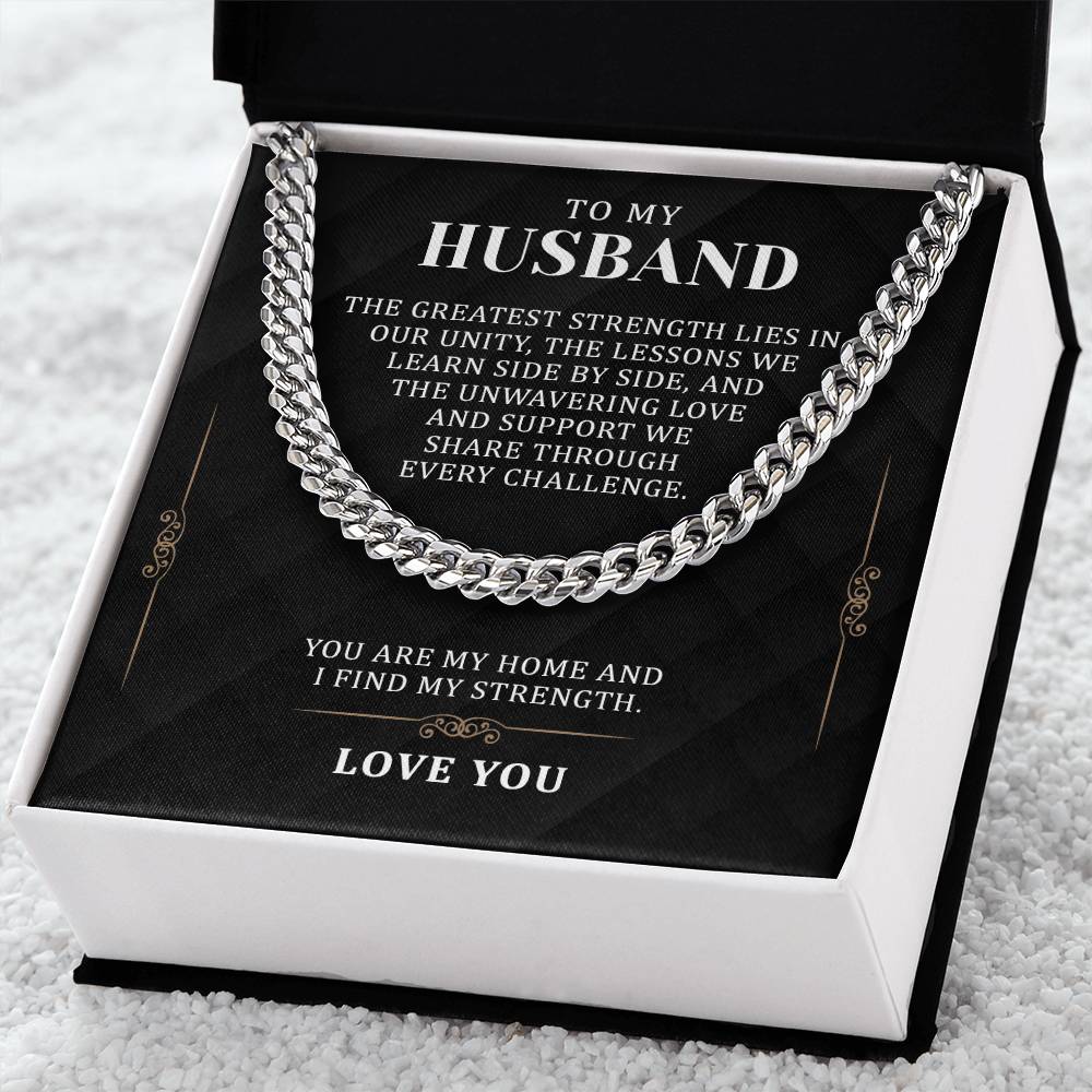 Gifts for Husband Boyfriend Curb Link Chain Necklace, Anniversary Gift To My Man, Couples Present Message Card Box. Valentine's Day Gift