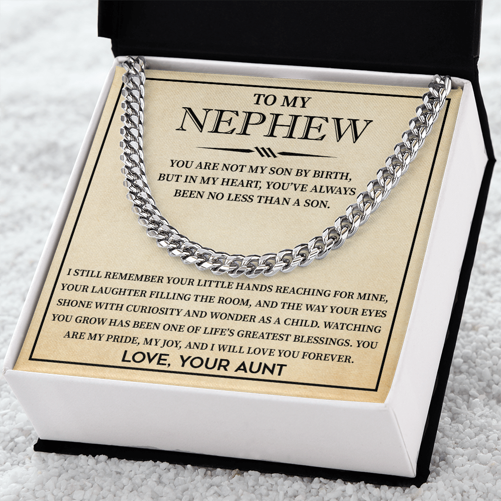 Men's Cuban Chain for Nephew From Aunt Uncle, Best Nephew Jewelry