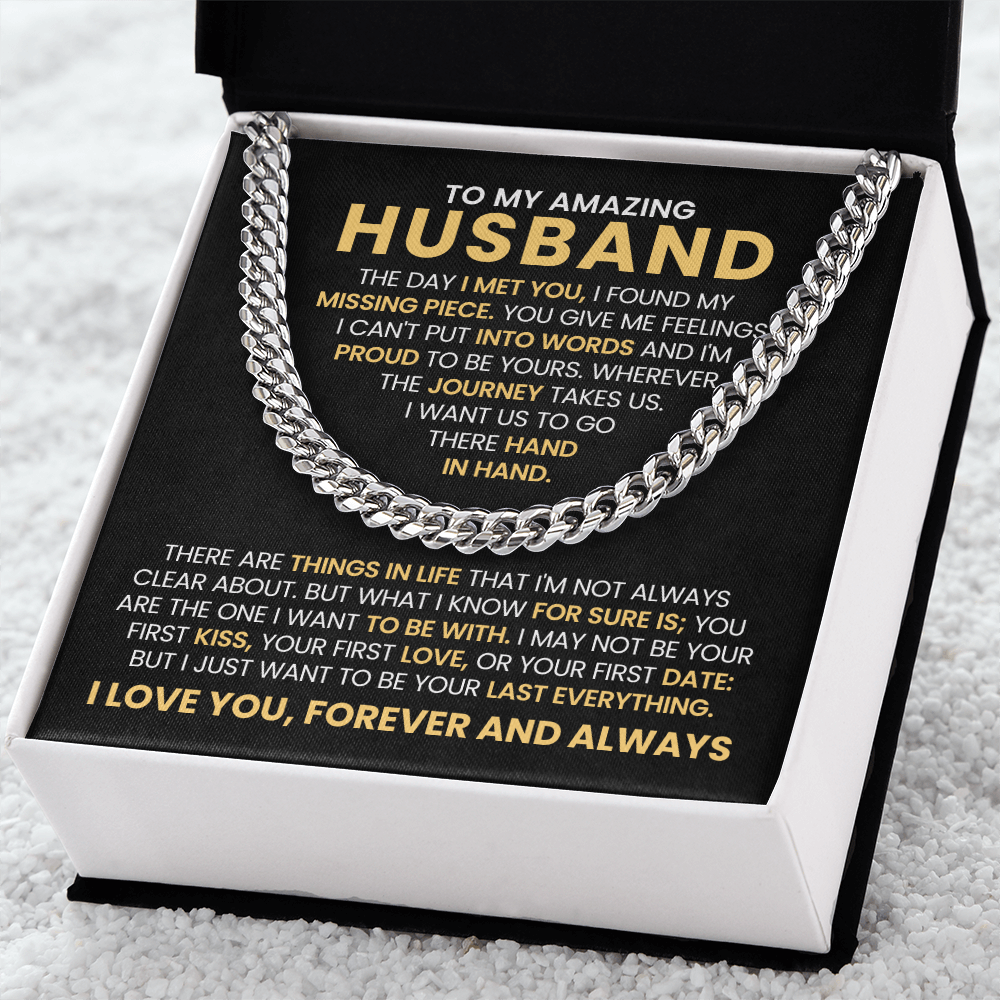 To My Amazing Husband - Cuban Chain With Message Card and Gift Box