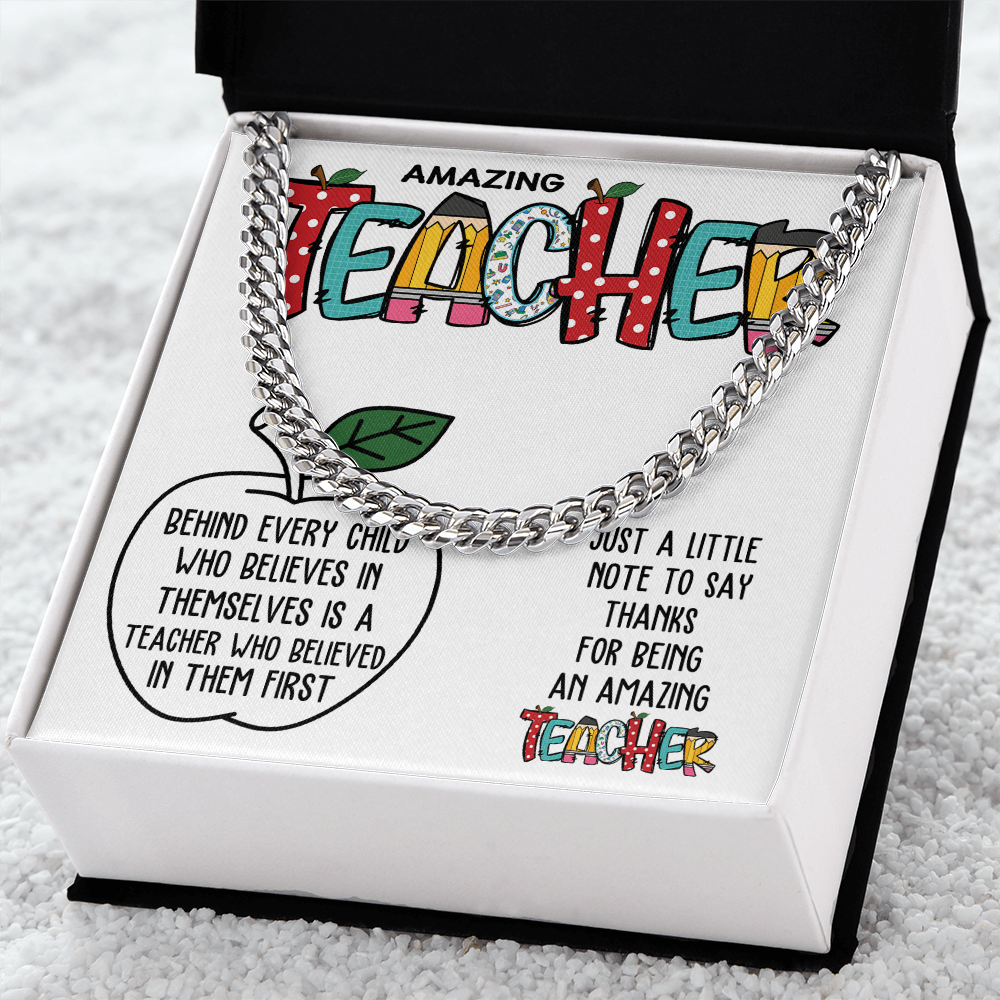 Cuban Chain Necklace Gift for Teacher - Teacher Appreciation Gift
