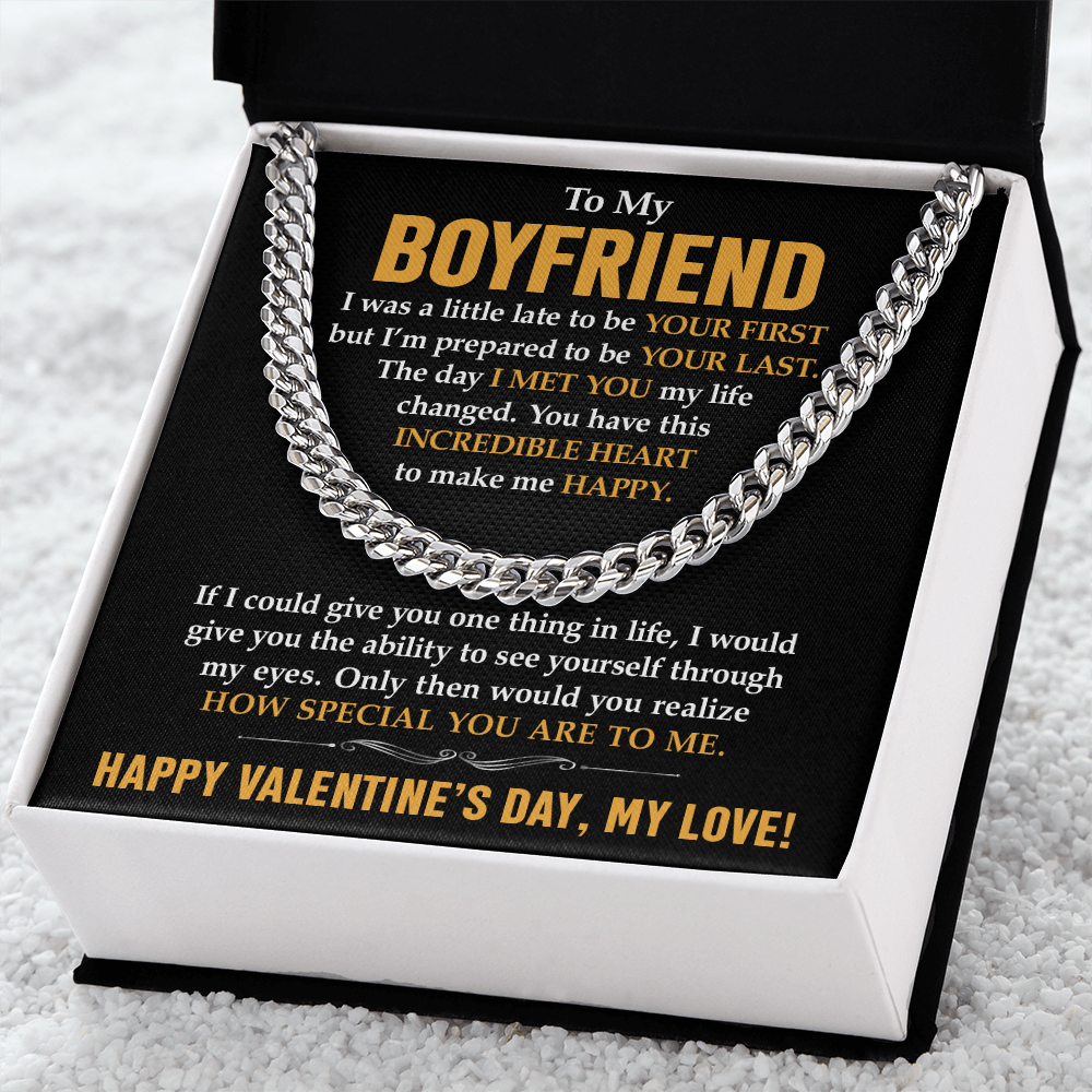 To My Boyfriend, Promise Necklace – Cuban Link Chain: A Forever Love Promise, Symbol of Commitment & Devotion for Him