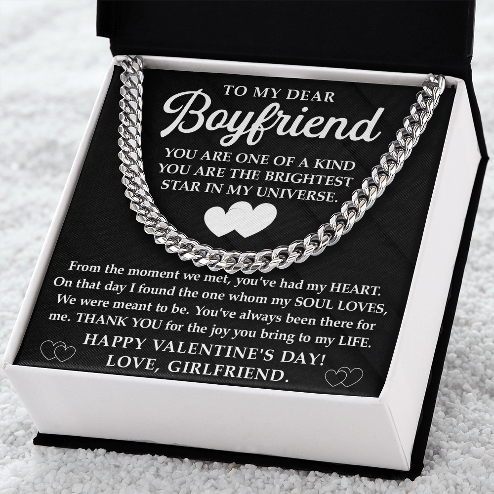 To My Dear Boyfriend, Cuban Link Chain – You Are the Brightest Star in My Universe, A Forever Love and Commitment Gift