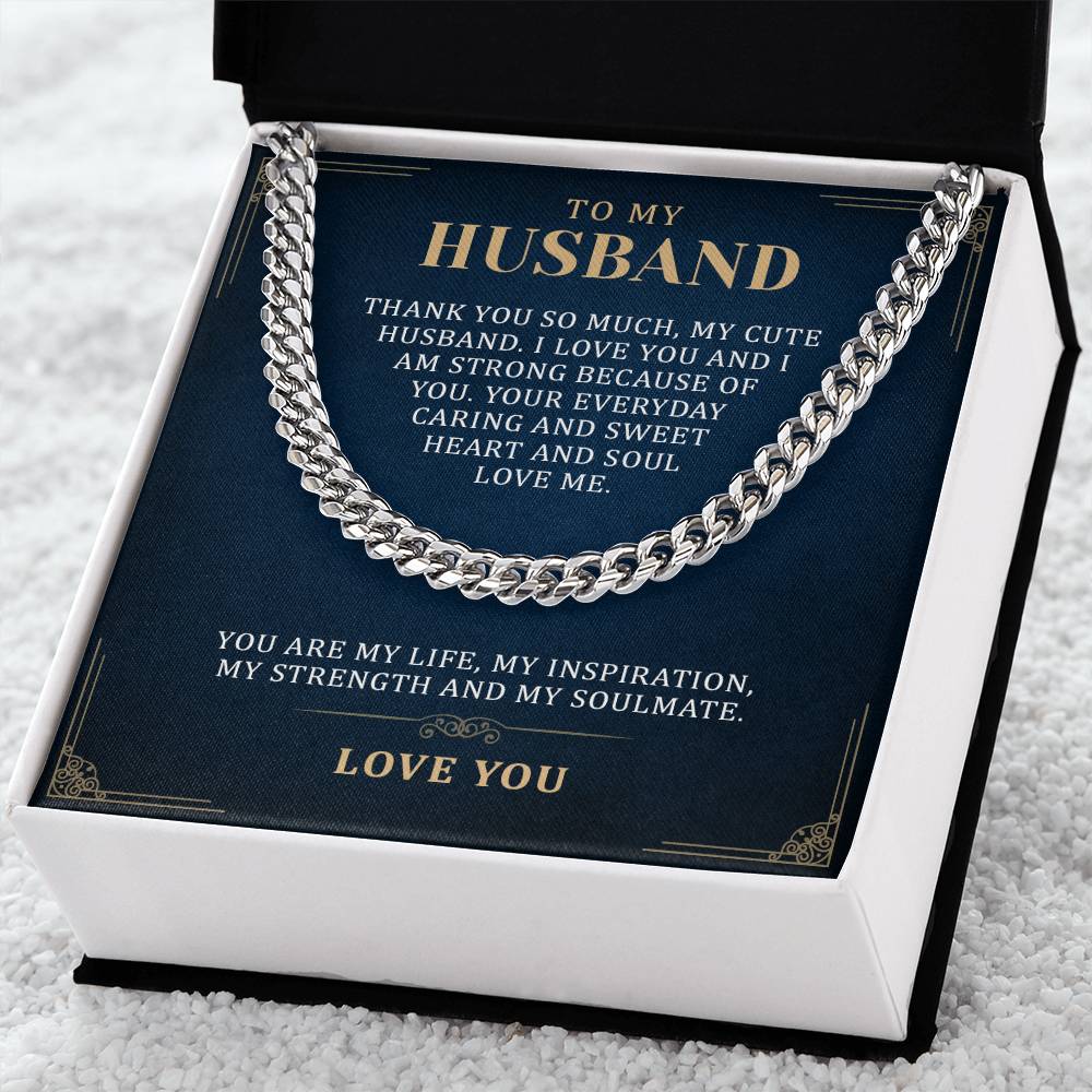 To My Husband Cuban Link Chain, Romantic Gift for Husband, Best Gift for Husband Birthday, Unique Husband Gifts