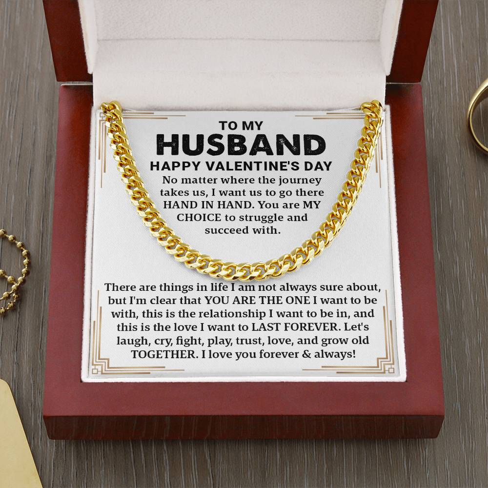 To My Husband – Cuban Link Chain: A Timeless Valentine's Day Gift to Celebrate Love, Trust, and Forever Bond