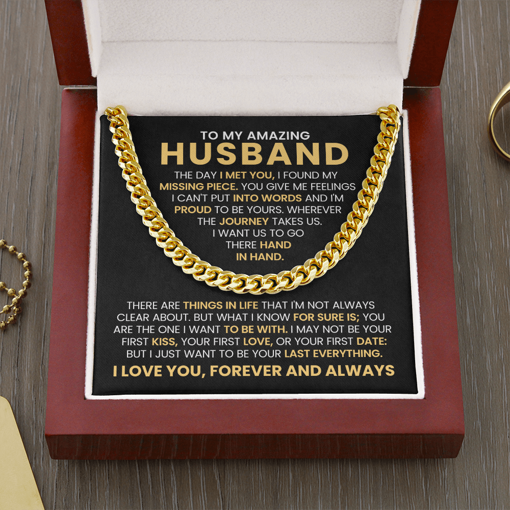 To My Amazing Husband - Cuban Chain With Message Card and Gift Box
