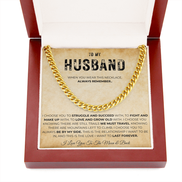 Love My Husband Gift Cuban Link Necklace for Men