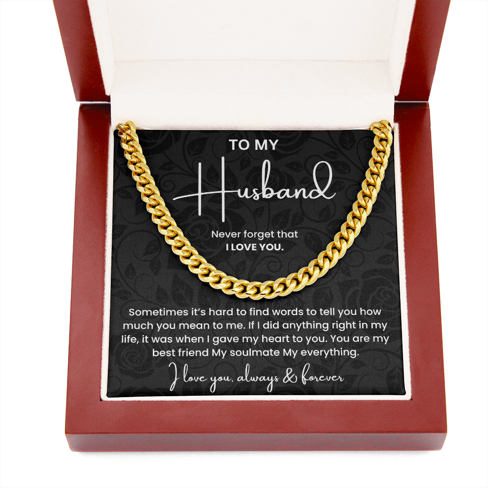 To My Husband Necklace Stainless Steel Cuban Link Love Gift